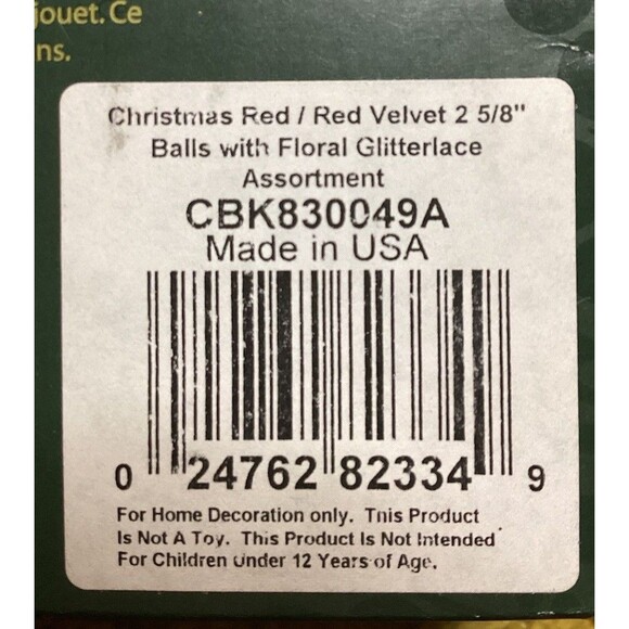 Krebs Glass Christmas Ornaments Red /Velvet Balls With Floral Glitterlace 8 - Picture 8 of 9